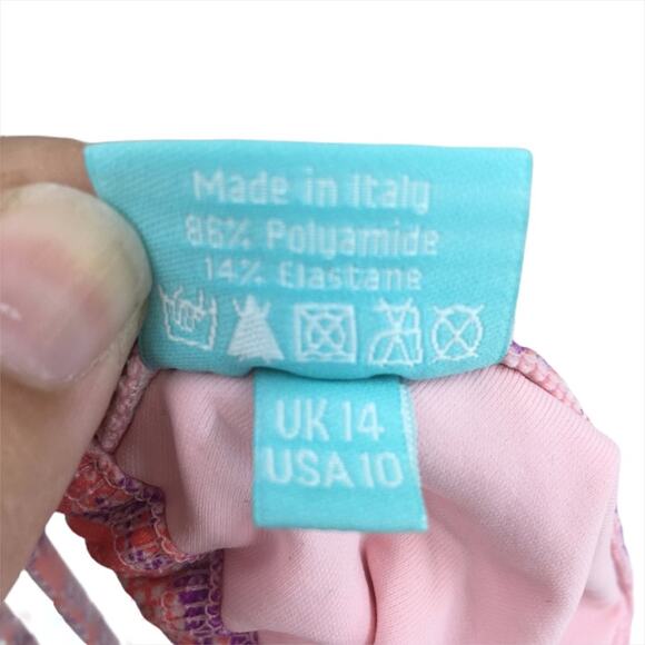 Melissa Odabash Pink Print Triangle Tie Bikini Top Size 10 - Picture 5 of 5